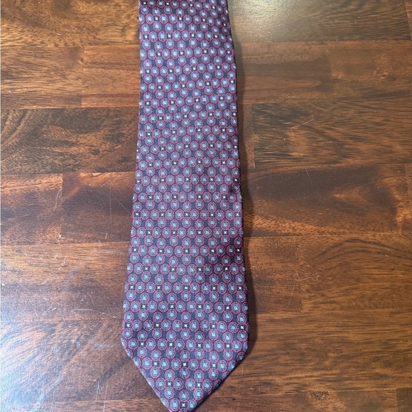 Givenchy Gentlemen Paris‎ 100% silk tie navy Geometric designer - Picture 7 of 8